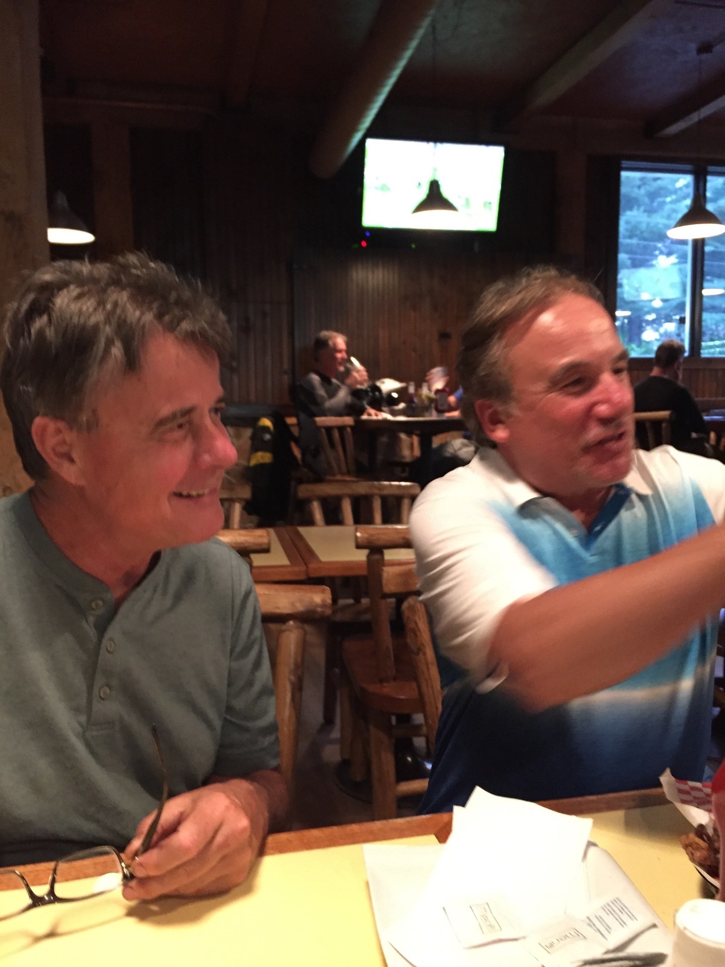 Joe Colangelo with his best friend Hermie at dinner during the annual retreat
